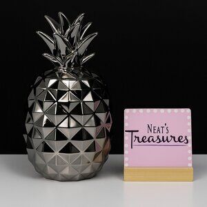 Apropos PINEAPPLE Silver Large 15" Tall Topical Centerpiece Tabletop Home Decor